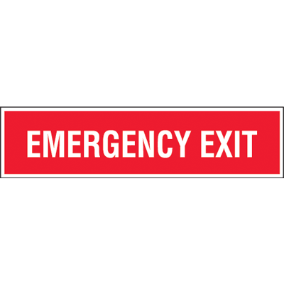 Emergency Exit Label - White on Red