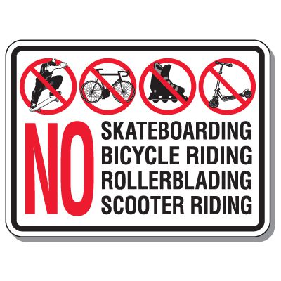 Parking Lot Safety & Security Signs - No Skateboarding Bicycle Riding
