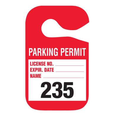 Parking Permit - Cardstock Hanging Parking Permits