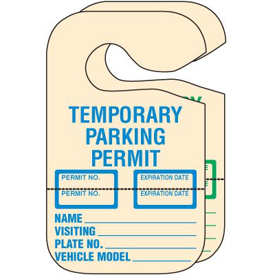 100 Perforated 2-part Hanging Temporary Parking Permits