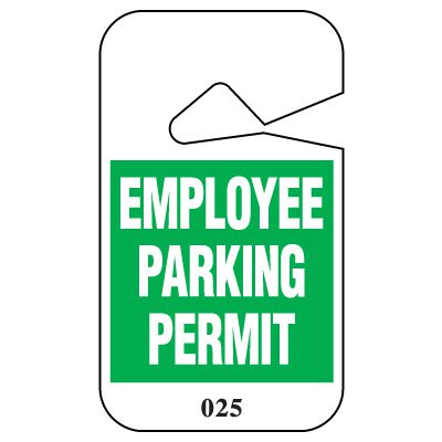 Numbered Hanging Employee Parking Permit