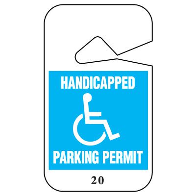 Numbered Handicapped Hanging Parking Permits