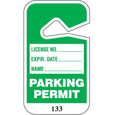 Write-On Numbered Hanging Plastic Parking Permits