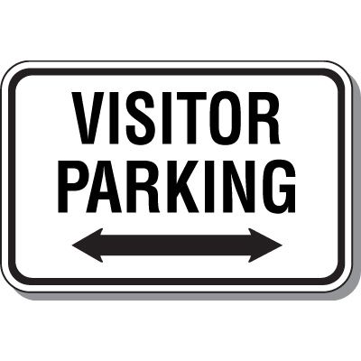 Black / White Visitor Parking Sign with Double Arrow Symbol