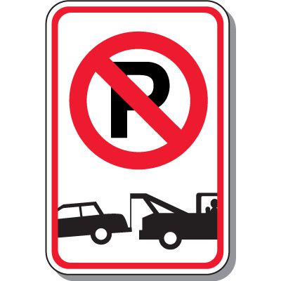 No Parking Tow Away Zone Sign - Red/White