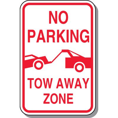 No Parking Signs - Tow Away Zone With Graphic