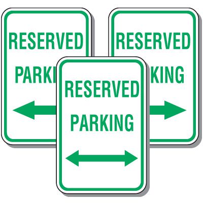 Reserved Parking Sign (Double Arrow) - Green on White