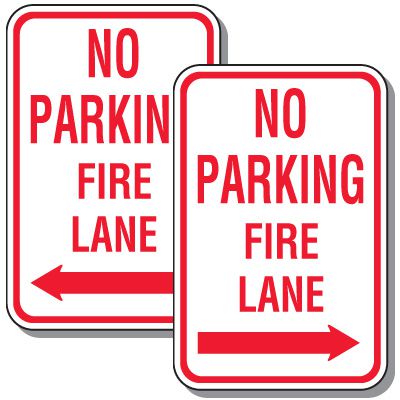 No Parking Fire Lane Signs - Left Or Right Arrow