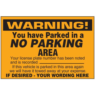 Parking Warning Labels - No Parking Area