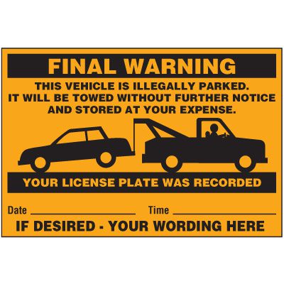 Parking Violation Labels - Final Warning
