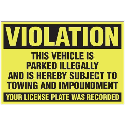 Parking Violation Labels - Towing and Impoundment