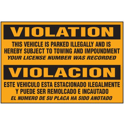 Bilingual Parking Violation Warning Labels