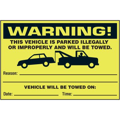 Parking Warning Labels - Parked Illegally