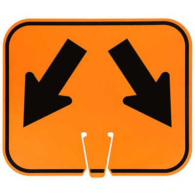 Plastic Traffic Cone Signs- Arrows Lower Left and Right