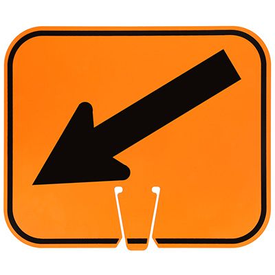 Plastic Traffic Cone Signs- Arrows Lower Left