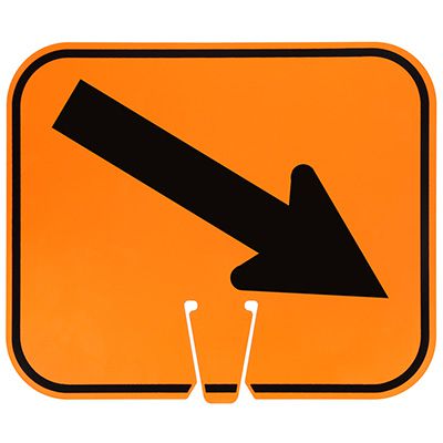Plastic Traffic Cone Signs- Arrows Lower Right