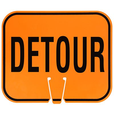 Plastic Traffic Cone Signs- Detour