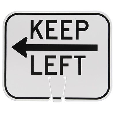 Plastic Traffic Cone Signs- Keep Left With Arrow