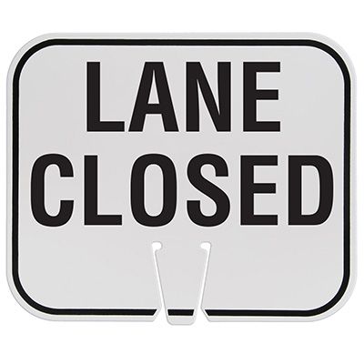 Plastic Traffic Cone Signs- Lane Closed