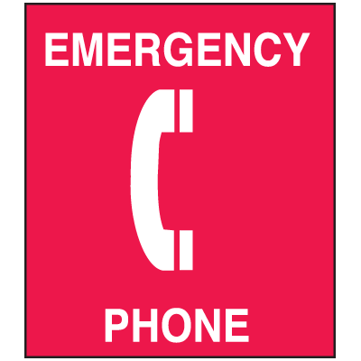 Polished Plastic Office Signs - Emergency Phone