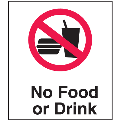 Polished Plastic Office Signs - No Food or Drink