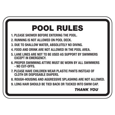 Pool Rules - Pool Signs