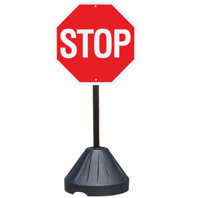 STOP - 24" H x 24" W Plastic Reflective Portable Warning Sign Kit