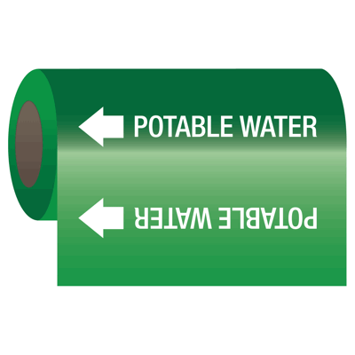 Potable Water (Arrow Left) Wrap Around Adhesive Markers