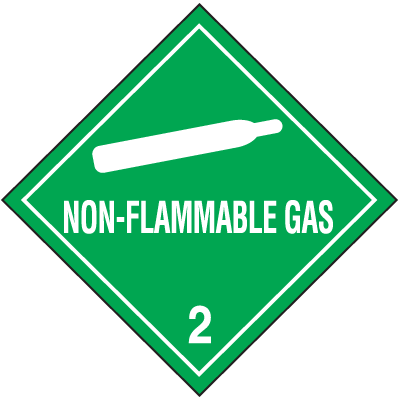 Non-Flammable Gas Hazard Class 2 Material Shipping Labels
