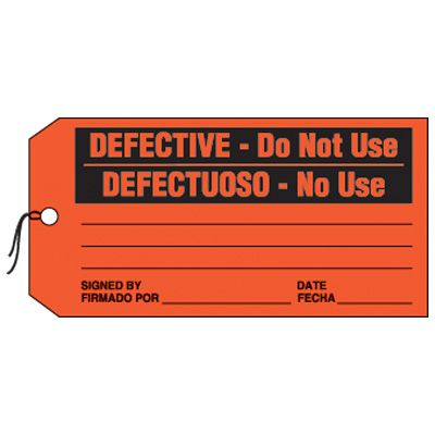 Bilingual Defective Production Status Tags