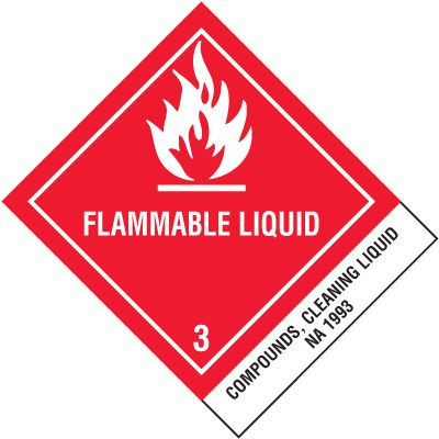 D.O.T. Labels - Flammable Liquid Compounds, Cleaning Liquid