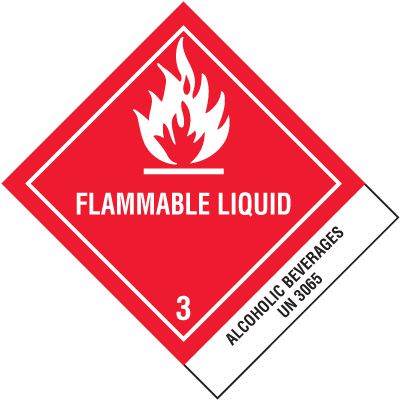 D.O.T. Labels - Flammable Liquid Alcoholic Beverages