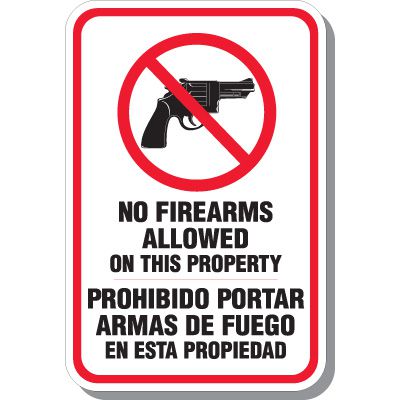 Bilingual No Firearms Allowed Signs
