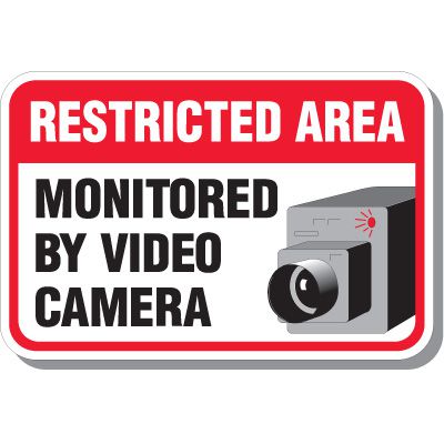 Restricted Area Monitored By Camera Sign