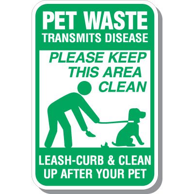 Pet Waste Transmits Disease NIOSH Compliant Sign