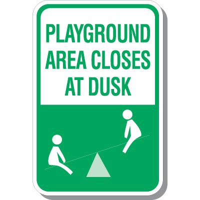 Playground Area Closes At Dusk Signs