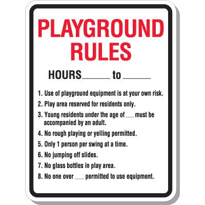 Playground Numbered Rules Signs