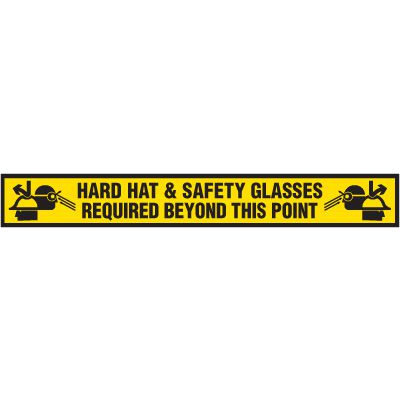 Anti-Slip Floor Label - Hard Hat & Safety Glasses Required Beyond This Point