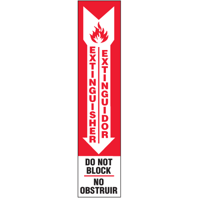 Slim-Line Fire Extinguisher Labels - Do Not Block/Bilingual