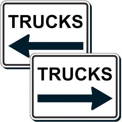 Reflective Parking Lot Signs - Trucks (Left/Right Arrow)
