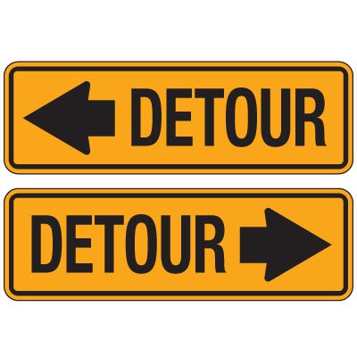 Reflective Traffic Signs - Detour With Arrow