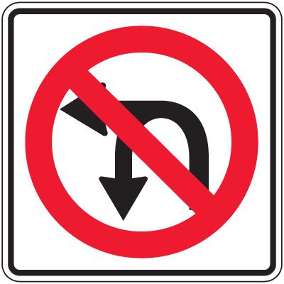 No U-Turn Sign - No U-Turn & No Left Turn Symbol