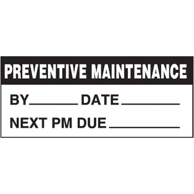 Preventive Maintenance Removable Write-On Status Labels