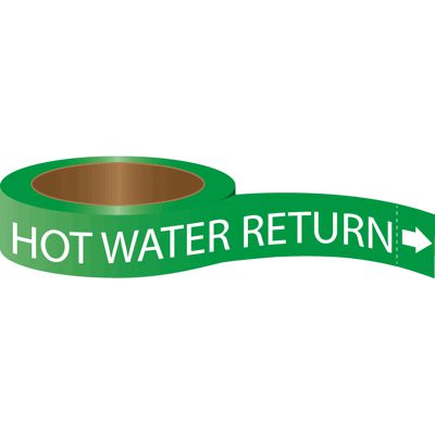 Hot Water Return - Roll Form Adhesive Pipe Markers