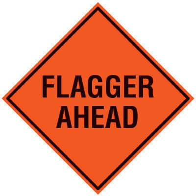 Roll-Up Signs And Stands - Flagger Ahead TrafFix Devices 26036-EM-HF