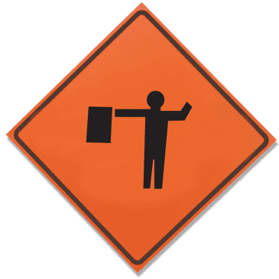 (Flag Man) Symbol Only - 36" H x 36" W Mesh Non-Reflective Warning Construction Sign