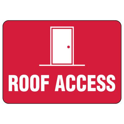 Roof Access Sign - Red/White