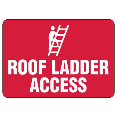 Roof Ladder Access Sign - Man Climbing Ladder Symbol