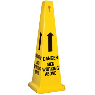 Danger Men Working Above Safety Cones