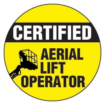 Certified Aerial Lift Operator Safety Hard Hat Label